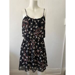 90s macy & taylor black scoop neck strappy fit flare dove Crane Dress Small